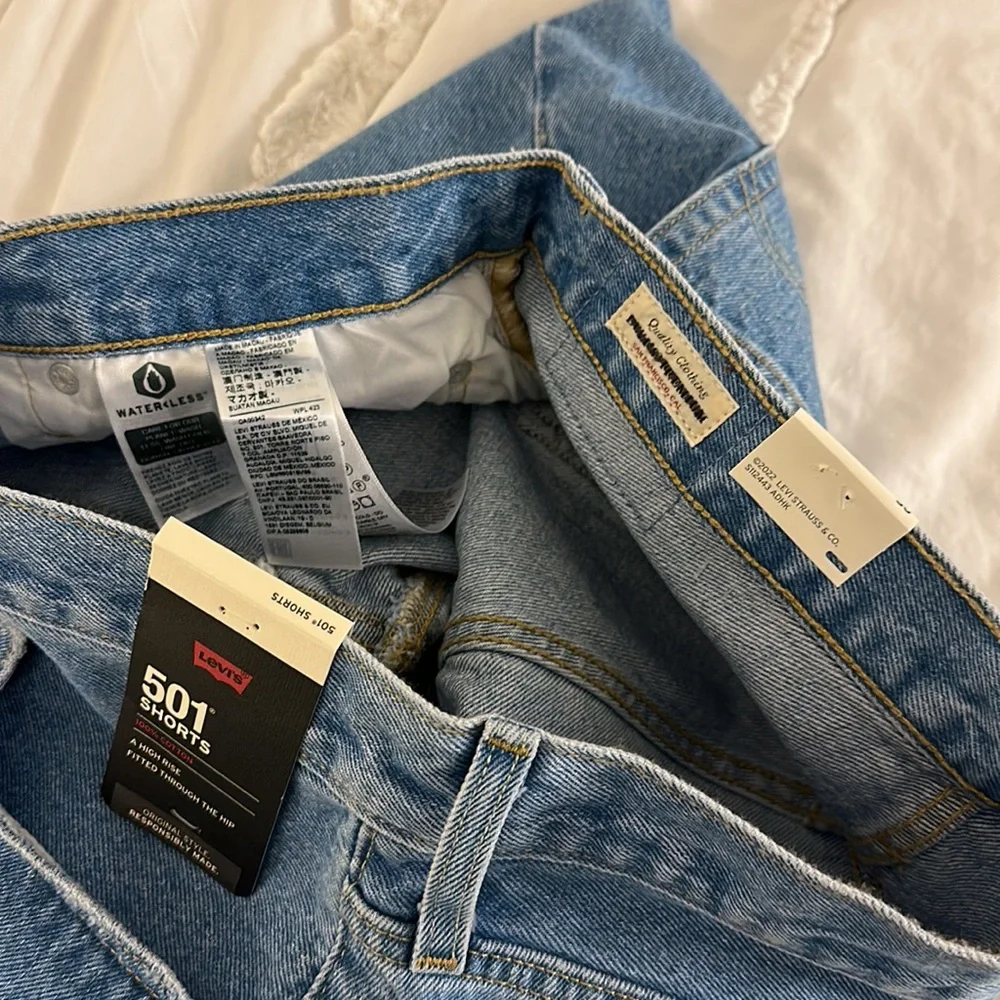 NWT Levi’s 501 denim shorts with raw hem. Size 30. Measurements in pics. - Picture 9 of 10